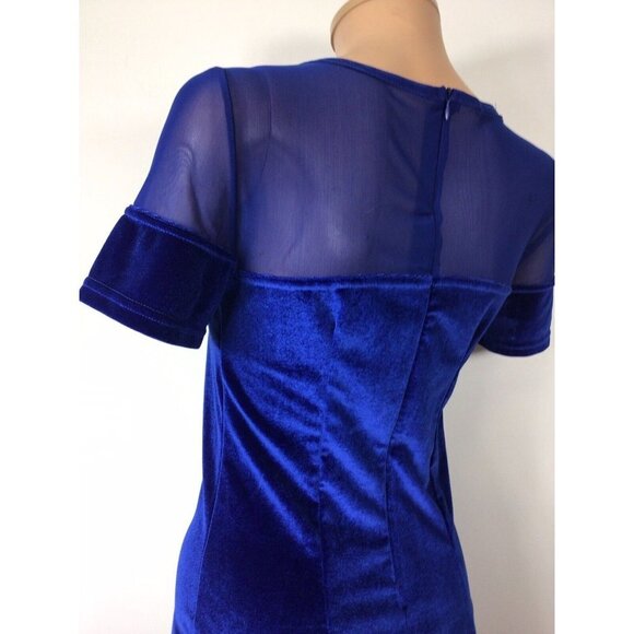 ACEVOG Blue Velvet Dress Womens Small - Picture 2 of 7